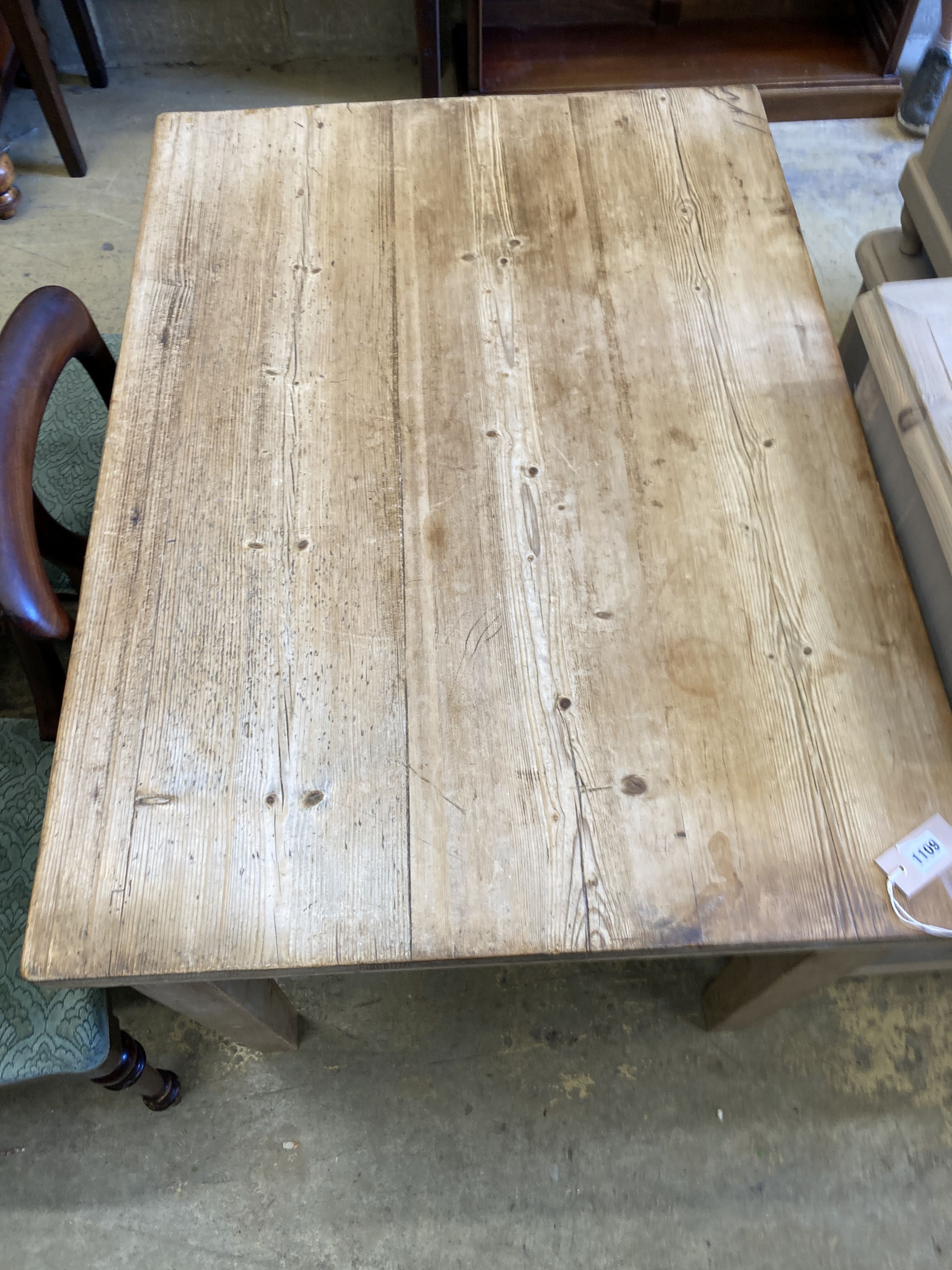 A small Victorian rectangular pine table, width 106cm, depth 76cm, height 74cm